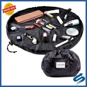 Layflat Cosmetic Bag Organizer Portable Travel Toiletry Drawstring Machine